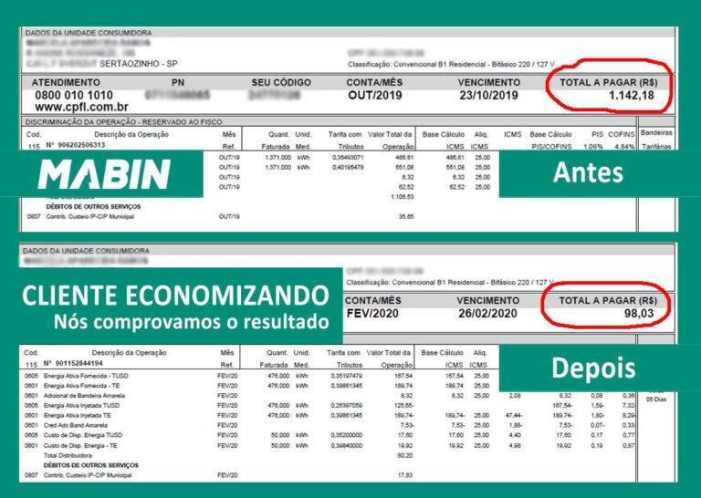Energia Solar funciona? MABIN comprova resultados | Projeto Sertãozinho/SP | 10,05 kWp - Veja o antes e o depois da conta de energia de um cliente MABIN.