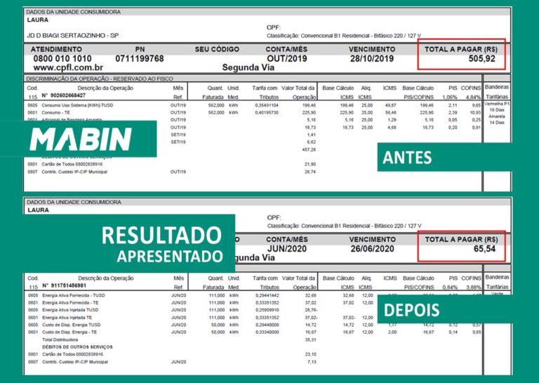 MABIN comprova resultados | Projeto Sertãozinho/SP | 10,05 kWp - Veja o antes e o depois da conta de energia de um cliente MABIN.
