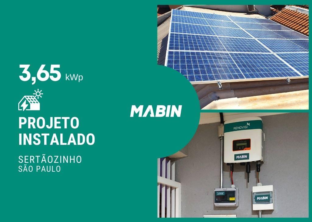 MABIN Projetos, energia solar entregue em Sertãozinho/SP, projeto com capacidade instalada de 3,65kWp, 10 módulos 365W e 01 inversor 3kWp
