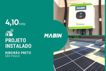 MABIN Projetos, energia solar entregue em Ribeirão Preto/SP, projeto com capacidade instalada de 4,10kWp, 10 módulos 410W e 01 inversor 3kWp.