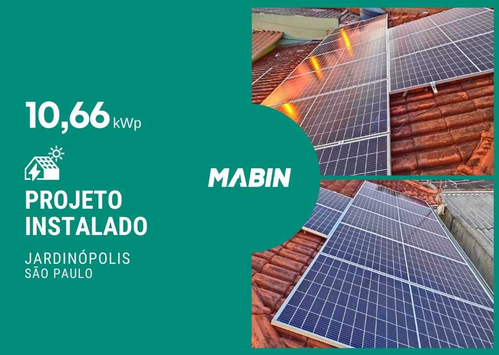 MABIN Projetos, energia solar entregue em Jardinópolis/SP, projeto com capacidade instalada de 10,66kWp, 26 módulos 410W e 01 inversor 8,2kWp