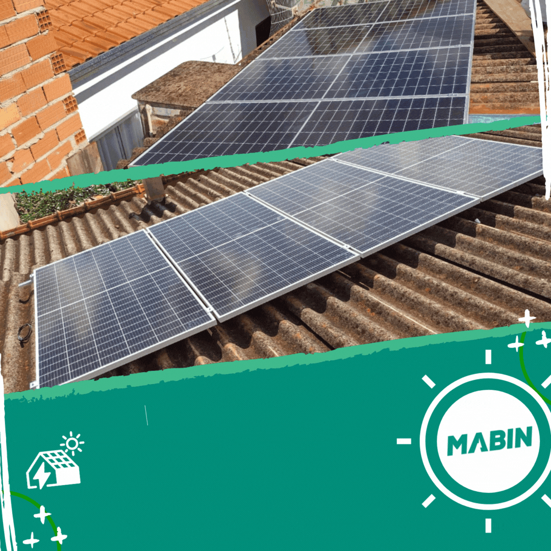 Animação com imagens de painéis solares do projeto em Dumont, São Paulo