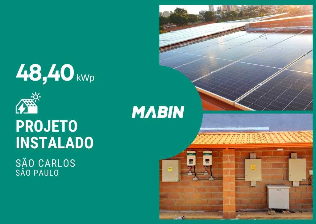 MABIN Projetos, energia solar entregue em São Carlos/SP, projeto com capacidade instalada de 48,40kWp, 110 módulos 440W e 02 inversores 20kWp