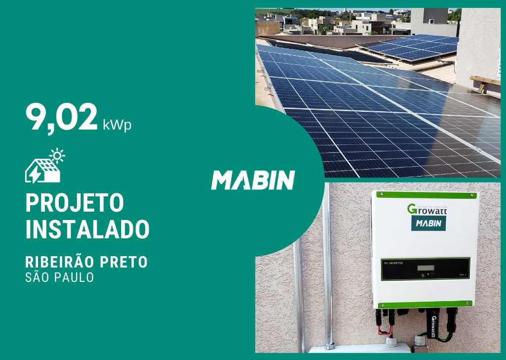 MABIN Projetos, energia solar entregue em Ribeirão Preto/SP, projeto com capacidade instalada de 9,02kWp, 22 módulos 410W e 01 inversor 8kWp