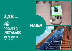 Energia solar em Sertãozinho/SP, projeto realizado pela MABIN com capacidade instalada de 3,28kWp, 08 módulos 410W e 01 inversor 3kWp