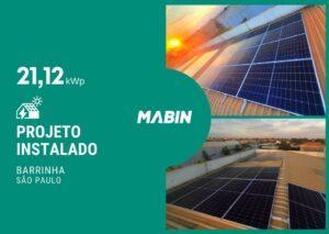 Energia solar em Barrinha/SP, Projeto realizado pela MABIN com capacidade instalada de 21,12kWp, 48 módulos 440W e 01 inversor 20kWp