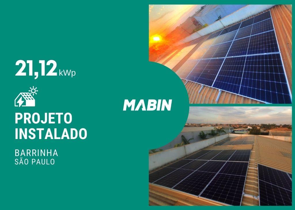 Energia solar em Barrinha/SP, Projeto realizado pela MABIN com capacidade instalada de 21,12kWp, 48 módulos 440W e 01 inversor 20kWp
