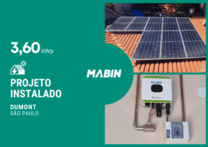Energia solar em Dumont/SP, Projeto realizado pela MABIN com capacidade instalada de 3,60kWp, 08 módulos 450W e 01 inversor 3kWp