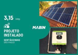 Energia solar em Sertãozinho/SP, Projeto realizado pela MABIN com capacidade instalada de 3,15kWp, 07 módulos 450W e 01 inversor 3kW