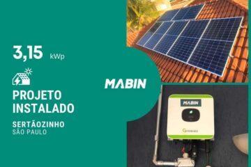 Energia solar em Sertãozinho/SP, Projeto realizado pela MABIN com capacidade instalada de 3,15kWp, 07 módulos 450W e 01 inversor 3kW