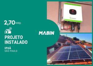 Energia solar em Ipuã/SP, Projeto realizado pela MABIN com capacidade instalada de 2,70kWp, 06 módulos 450W e 01 inversor 2,5kWp
