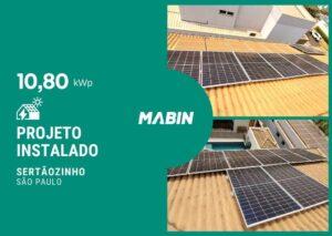 Projeto realizado pela MABIN Energia solar em Sertãozinho/SP, com capacidade instalada de 10,80kWp, 24 módulos 450W e 01 inversor 10kWp.