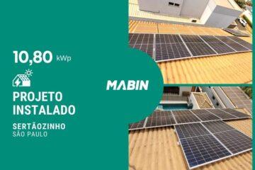 Projeto realizado pela MABIN Energia solar em Sertãozinho/SP, com capacidade instalada de 10,80kWp, 24 módulos 450W e 01 inversor 10kWp.