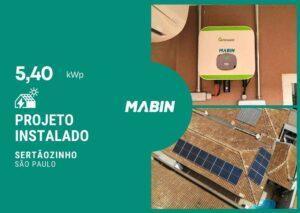 Projeto realizado pela MABIN Energia solar em Sertãozinho/SP, com capacidade instalada de 5,40kWp, 12 módulos 450W e 01 inversor 06kWp.