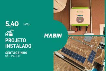Projeto realizado pela MABIN Energia solar em Sertãozinho/SP, com capacidade instalada de 5,40kWp, 12 módulos 450W e 01 inversor 06kWp.
