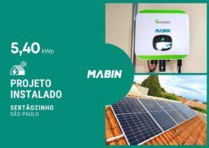 Projeto realizado pela MABIN Energia solar em Sertãozinho/SP, com capacidade instalada de 5,40kWp, 12 módulos 460W e 01 inversor 6kWp.