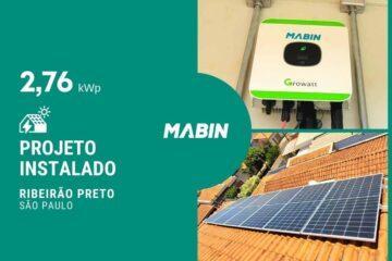Projeto realizado pela MABIN Energia solar em Ribeirão Preto/SP, com capacidade instalada de 2,76kWp, 06 módulos 460W e 01 inversor 3kWp.