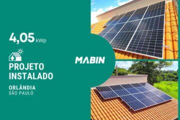 Projeto realizado pela MABIN Energia solar em Orlândia/SP, com capacidade instalada de 4,05kWp, 09 módulos 450W e 01 inversor 3kWp.