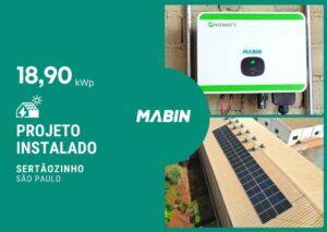Projeto realizado pela MABIN Energia solar em Sertãozinho/SP, com capacidade instalada de 18,90kWp, 42 módulos 460W e 01 inversor 20kWp.