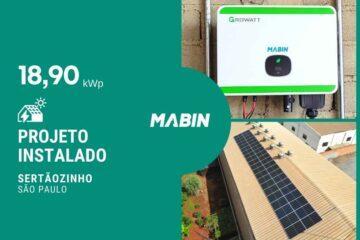 Projeto realizado pela MABIN Energia solar em Sertãozinho/SP, com capacidade instalada de 18,90kWp, 42 módulos 460W e 01 inversor 20kWp.
