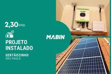 Projeto realizado pela MABIN Energia solar em Sertãozinho/SP, com capacidade instalada de 2,30kWp, 05 módulos 460W e 01 inversor 02kWp.