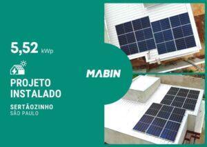 Projeto realizado pela MABIN Energia solar em Sertãozinho/SP, com capacidade instalada de 5,52kWp, 12 módulos 460W e 01 inversor 05kWp.