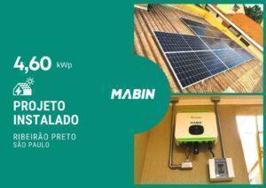 Projeto realizado pela MABIN Energia solar em Ribeirão Preto/SP, com capacidade instalada de 4,60kWp, 10 módulos 460W e 01 inversor 05kWp.