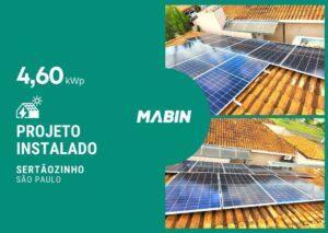 Projeto realizado pela MABIN Energia solar em Sertãozinho/SP, com capacidade instalada de 4,60kWp, 10 módulos 460W e 01 inversor 05kWp.