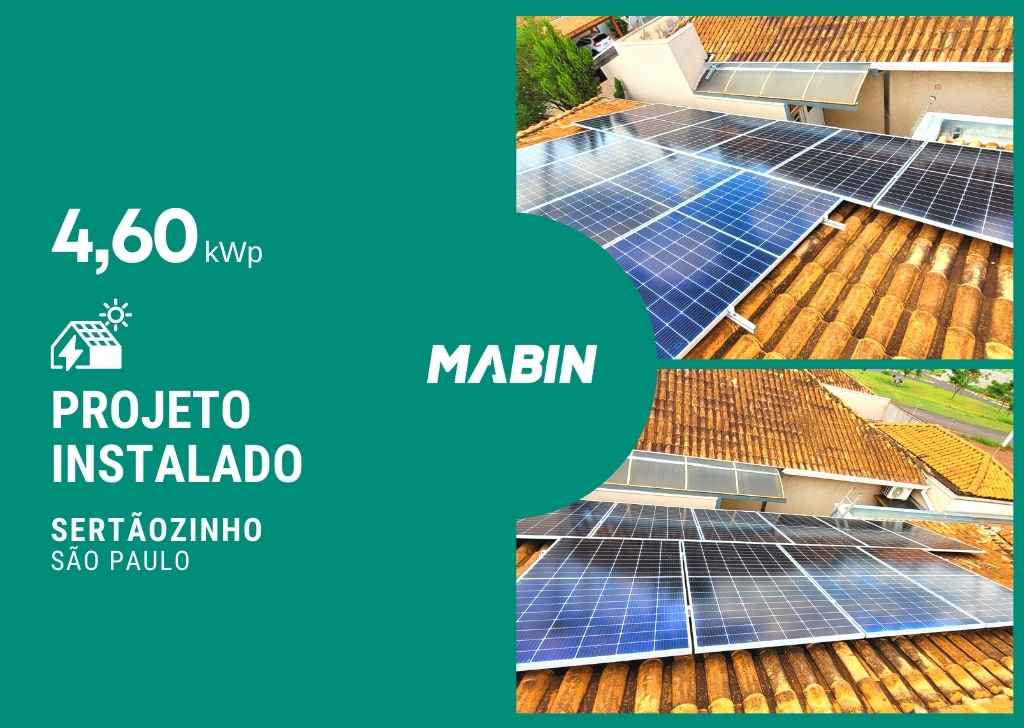 Projeto realizado pela MABIN Energia solar em Sertãozinho/SP, com capacidade instalada de 4,60kWp, 10 módulos 460W e 01 inversor 05kWp.