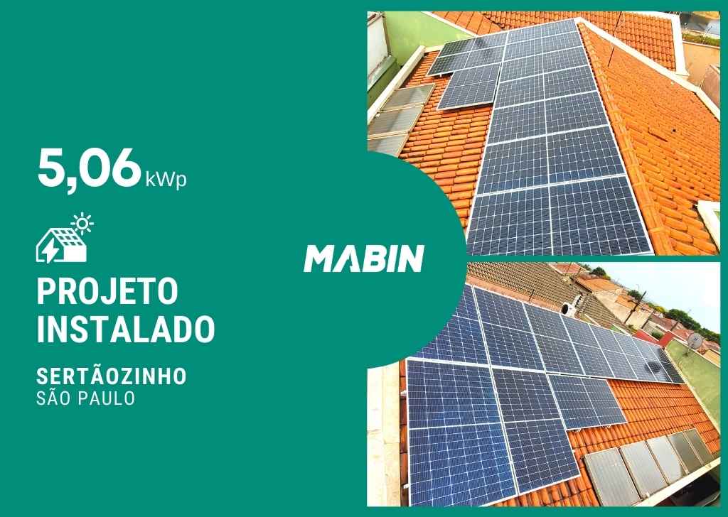 Projeto realizado pela MABIN Energia solar em Sertãozinho/SP, com capacidade instalada de 5,06kWp, 11 módulos 460W e 01 inversor 05kWp.