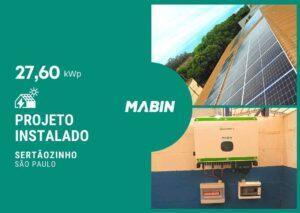 Projeto realizado pela MABIN Energia solar em Sertãozinho/SP, com capacidade instalada de 27,60kWp, 60 módulos 460W e 01 inversor 25kWp.