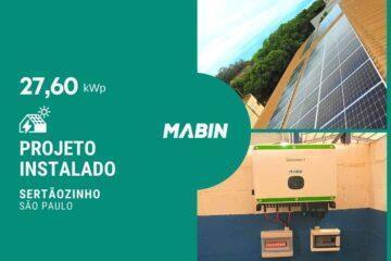 Projeto realizado pela MABIN Energia solar em Sertãozinho/SP, com capacidade instalada de 27,60kWp, 60 módulos 460W e 01 inversor 25kWp.