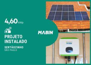 Projeto realizado pela MABIN Energia solar em Sertãozinho/SP, com capacidade instalada de 4,60kWp, 10 módulos 460W e 01 inversor 5kWp.