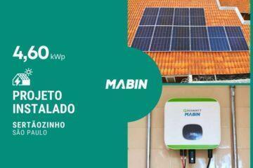 Projeto realizado pela MABIN Energia solar em Sertãozinho/SP, com capacidade instalada de 4,60kWp, 10 módulos 460W e 01 inversor 5kWp.
