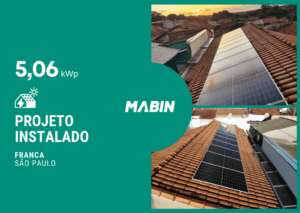 Projeto realizado pela MABIN Energia solar em Franca/SP, com capacidade instalada de 5,06kWp, 11 módulos 460W e 01 inversor 5kWp.