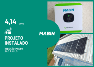 Projeto realizado pela MABIN Energia solar em Ribeirão Preto/SP, com capacidade instalada de 4,14kWp, 09 módulos 460W e 01 inversor 03kWp.