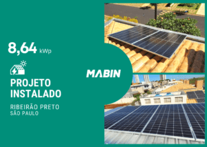 Projeto realizado pela MABIN Energia solar em Ribeirão Preto/SP, com capacidade instalada de 8,64kWp, 16 módulos 540W e 04 inversores 02kWp.