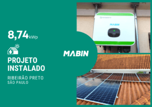 Projeto realizado pela MABIN Energia solar em Ribeirão Preto/SP, com capacidade instalada de 8,74kWp, 19 módulos 460W e 01 inversor 08kWp.