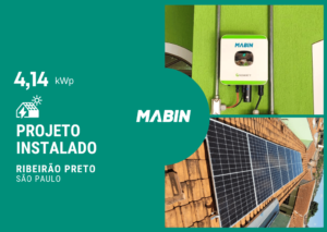 Projeto realizado pela MABIN Energia solar em Ribeirão Preto/SP, com capacidade instalada de 4,14kWp, 04 módulos 460W e 03 inversores Growatt kWp