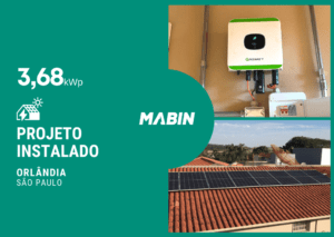 Projeto realizado pela MABIN Energia solar em Orlândia/SP, com capacidade instalada de 3,68kWp, 08 módulos 460W e 01 inversor 3kWp.