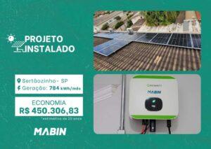 Projeto realizado pela MABIN Energia solar em Sertãozinho/SP, com capacidade instalada de 6,44 kWp, 14 módulos 460W e 01 inversor 6kWp.
