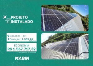 Projeto realizado pela MABIN Energia Solar em Conchal/SP, com capacidade instalada de 21,16 kWp, 46 módulos 460W e 01 inversor 20kWp.