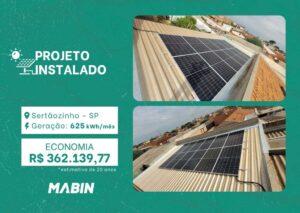 Projeto realizado pela MABIN Energia solar em Sertãozinho/SP, com capacidade instalada de 5,52kWp, 12 módulos 460W e 01 inversor 5kWp.