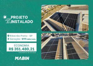 Projeto realizado pela MABIN Energia solar em Ribeirão Preto/SP, com capacidade instalada de 5,52kWp, 12 módulos 460W e 01 inversor 5kWp.