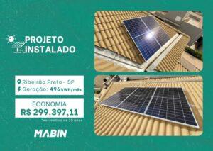 Projeto realizado pela MABIN Energia solar em Ribeirão Preto/SP, com capacidade instalada de 4,14kWp, 09 módulos 460W e 01 inversor 5kWp.