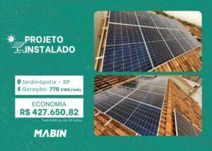 Projeto realizado pela MABIN Energia solar em Jardinópolis/SP, com capacidade instalada de 6,44kWp, 14 módulos 460W e 01 inversor 6kWp.