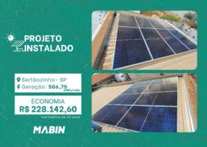 Projeto realizado pela MABIN Energia solar em Sertãozinho/SP, com capacidade instalada de 4,24 kWp, 08 módulos Jinko 530W e 02 microinversores Deye 2kWp.