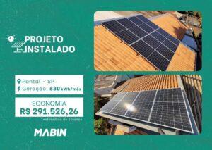 Projeto realizado pela MABIN Energia solar em Pontal/SP, com capacidade instalada de 5,52 kWp, 12 módulos 460W e 01 inversor 6kWp.
