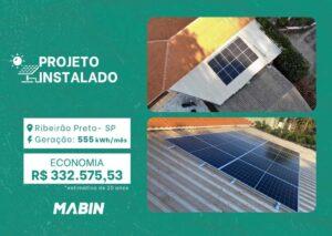 Projeto realizado pela MABIN Energia solar em Ribeirão Preto/SP, com capacidade instalada de 4,60kWp, 10 módulos 460W e 01 inversor de 5kWp.