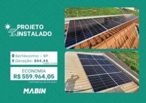 Projeto realizado pela MABIN Energia Solar em Sertãozinho/SP, com capacidade instalada de 7,36kWp, 16 módulos 460W e 01 inversor de 6kWp.